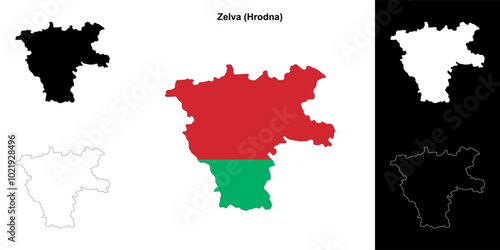 Zelva district outline map set