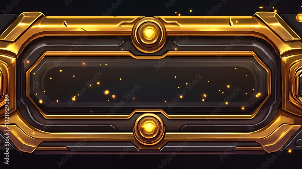 Golden Futuristic Sci Fi Interface Banner with Glowing Lights Golden Futuristic Sci Fi Interface Banner with Glowing Lights