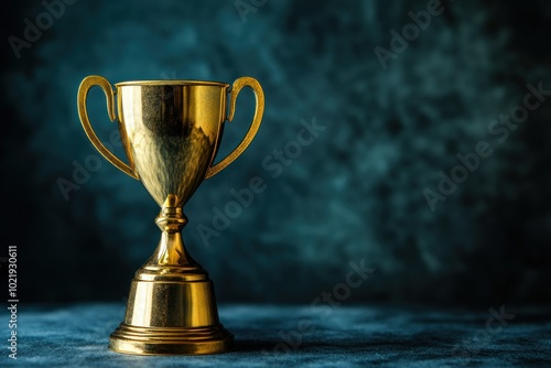 Elegant Golden Trophy Against Dark Background