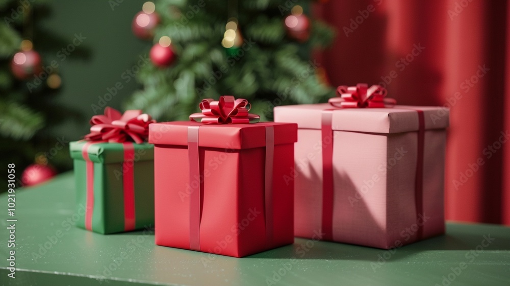 Festive wrapped gifts in shades of red and green sit beneath a Christmas tree, creating a cozy holiday scene with soft focus and warm lighting. Festive wrapped gifts in shades of red and green sit beneath a Christmas tree, creating a cozy holiday scene with soft focus and warm lighting.
