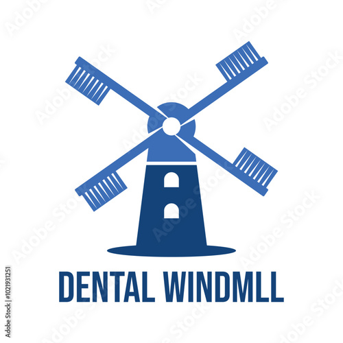 dental windmill flat minimalist logo design