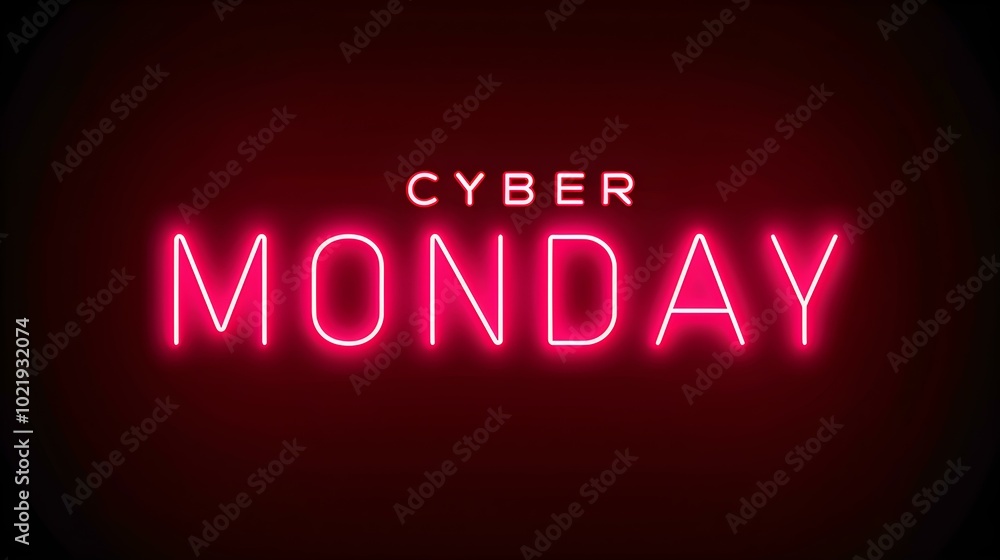 Light Red 'CYBER MONDAY' Neon Sign on an elegant Dark Background Light Red 'CYBER MONDAY' Neon Sign on an elegant Dark Background