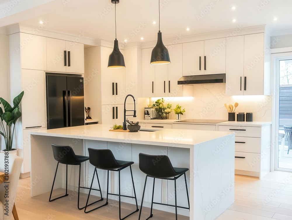 a modern kitchen undergoing renovation with custom features being installed, showcasing innovative design elements and a bright, inviting ambiance for home improvement a modern kitchen undergoing renovation with custom features being installed, showcasing innovative design elements and a bright, inviting ambiance for home improvement