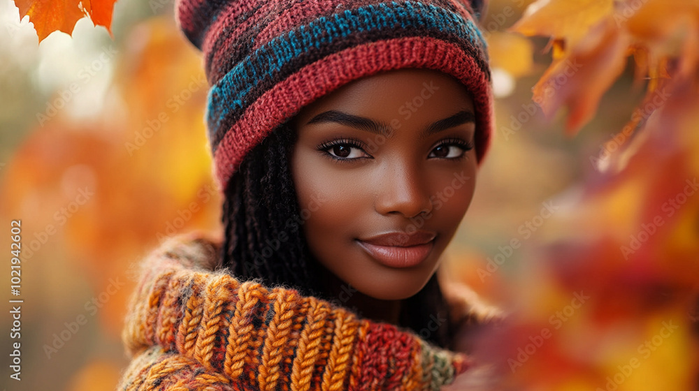 Autumn vibes - portrait of beautiful young woman with yellow and orange leaves in the background Autumn vibes - portrait of beautiful young woman with yellow and orange leaves in the background
