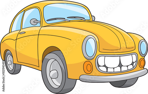 Syrena 105L - classic Polish car - cartoon version