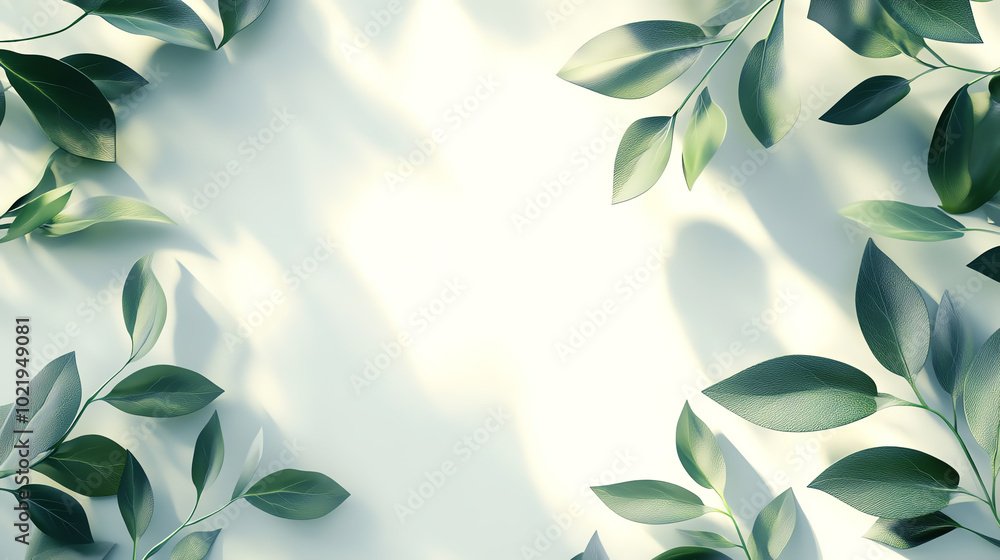 A beautiful arrangement of green leaves on a soft, white background creating a natural and fresh aesthetic ideal for various design projects. A beautiful arrangement of green leaves on a soft, white background creating a natural and fresh aesthetic ideal for various design projects.