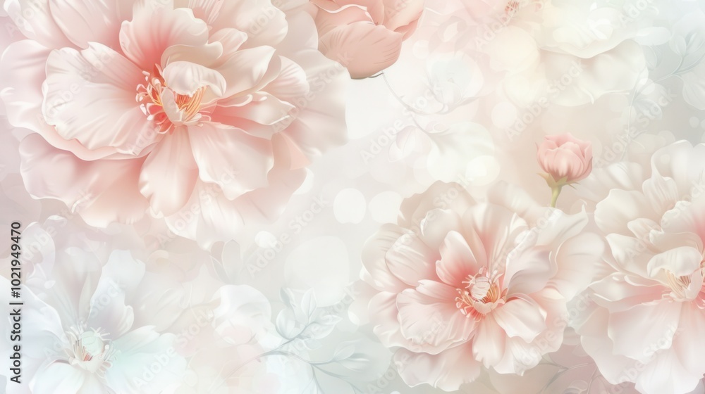 Delicate flowers bloom in soft pastel shades, adding a touch of elegance and tranquility ideal for various decor styles. Generative AI Delicate flowers bloom in soft pastel shades, adding a touch of elegance and tranquility ideal for various decor styles. Generative AI