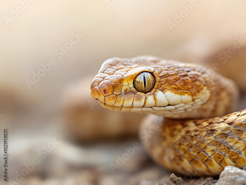 Close up of a Snake' s Eye with Blurred Background