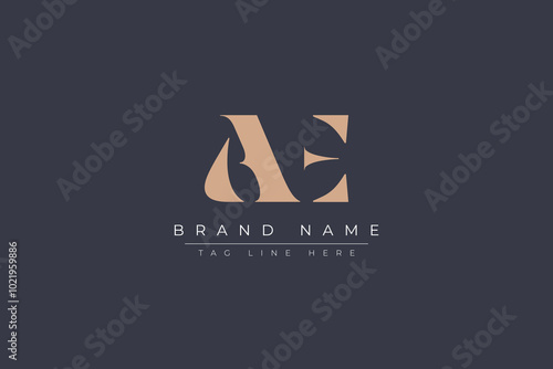 Abstract letter AE logo. This logo icon incorporate with abstract shape in the creative way. 