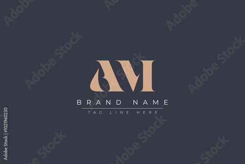 Abstract letter AM logo. This logo icon incorporate with abstract shape in the creative way. 