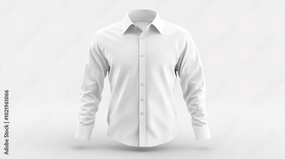 A classic white dress shirt displayed in a minimalist style, emphasizing its clean lines and professional appearance. A classic white dress shirt displayed in a minimalist style, emphasizing its clean lines and professional appearance.