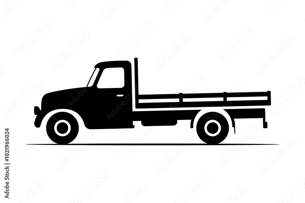 Farm truck icon. Black silhouette. Side view. Vector simple flat graphic illustration. Isolated object on white background. Isolate. Farm truck icon. Black silhouette. Side view. Vector simple flat graphic illustration. Isolated object on white background. Isolate.