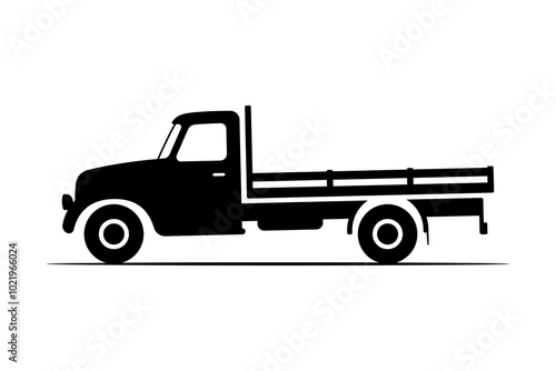 Farm truck icon. Black silhouette. Side view. Vector simple flat graphic illustration. Isolated object on white background. Isolate.