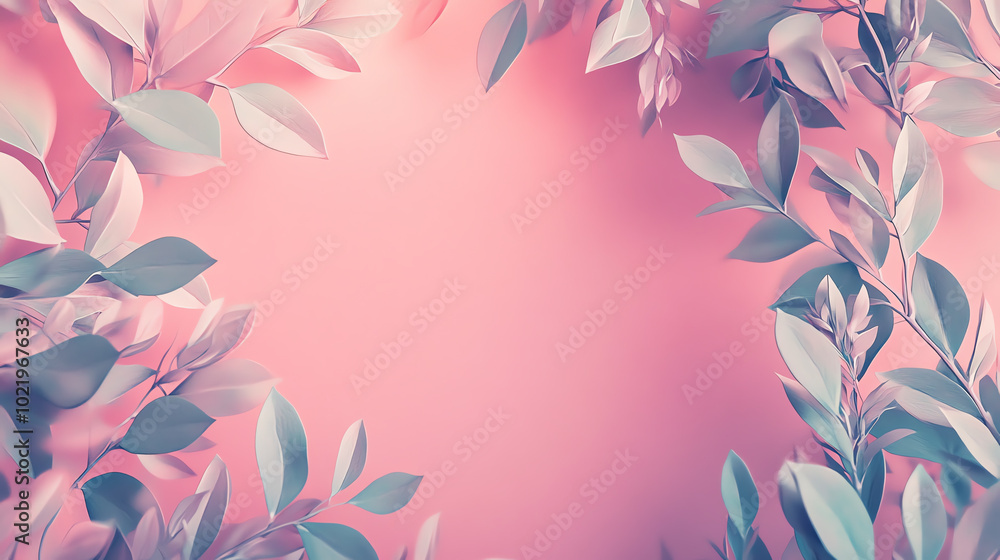 Delicate foliage framing a soft pink background, creating a serene and tranquil aesthetic, ideal for nature-inspired designs and backgrounds. Delicate foliage framing a soft pink background, creating a serene and tranquil aesthetic, ideal for nature-inspired designs and backgrounds.