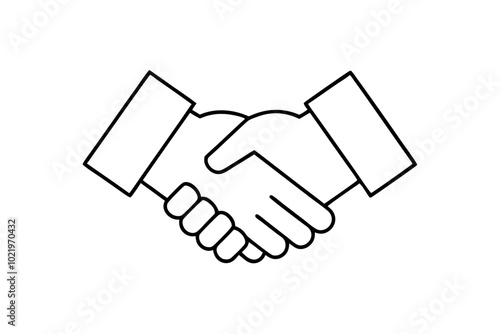 handshake line art isolated on white