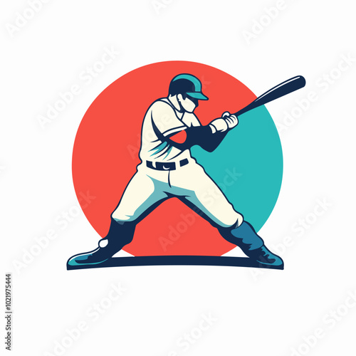 Illustration on the theme of baseball. Baseball player plays baseball. Sport.