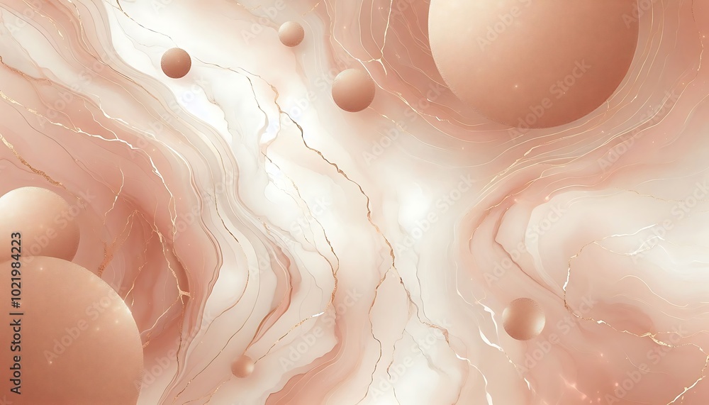 Fototapeta premium Rose Gold Marble with White Veins,generative ai 