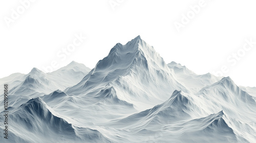 The mountain range is covered in snow and he is very tall , isolated on a transparent background