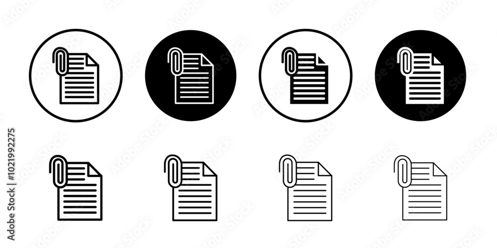 Attach document icon Black and white outline vector Attach document icon Black and white outline vector