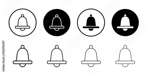 Bell icon Black and white outline vector