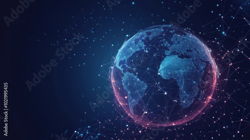 Global network connection concept. Big data visualization. Social network communication in the global computer networks. Internet technology. Business. Science. Vector illustration.