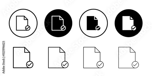 Document accepted icon Black and white outline vector