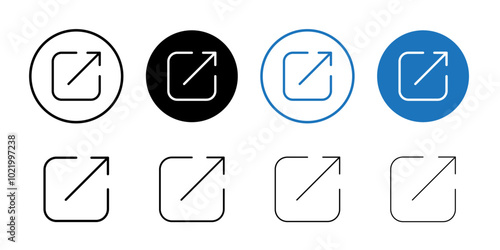 External link icon Black and white outline vector