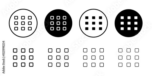 Grid view icon Black and white outline vector