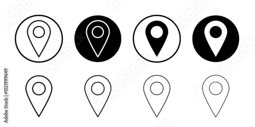 Location pin icon Black and white outline vector