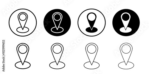 Location pin icon Black and white outline vector