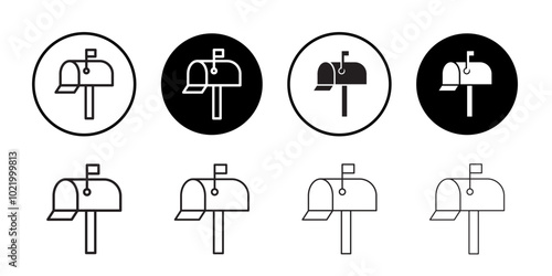 Mailbox icon Black and white outline vector
