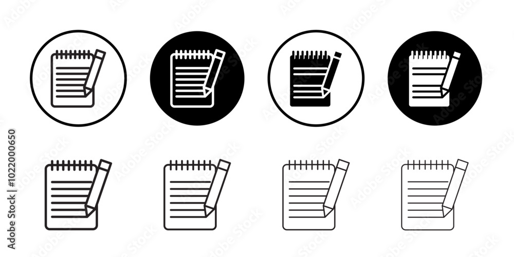 Notepad icon Black and white outline vector Notepad icon Black and white outline vector