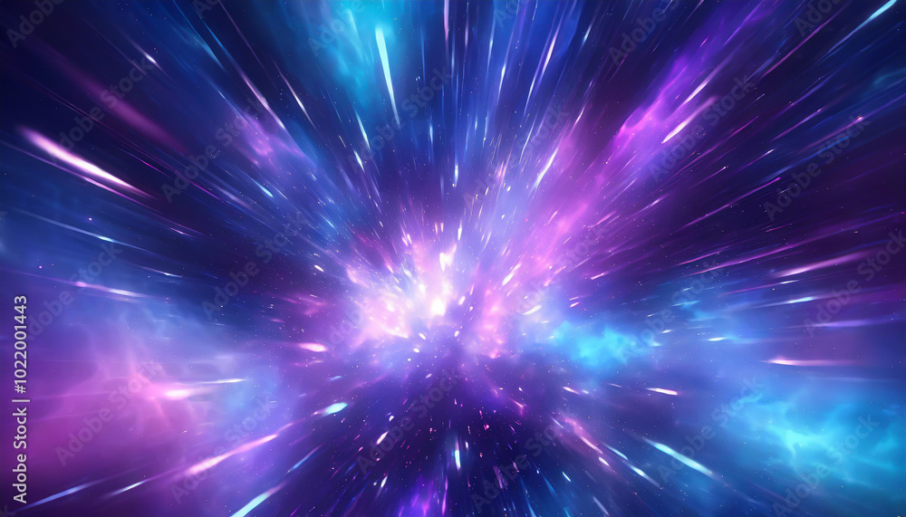 Fototapeta premium A vivid cosmic explosion of colors showcases the beauty of space with swirling galaxies and light in a stunning deep universe setting