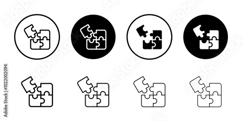 Puzzle icon Black and white outline vector