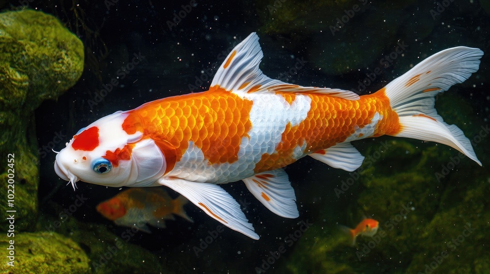 Colorful Koi Fish Swimming Gracefully in Water Colorful Koi Fish Swimming Gracefully in Water