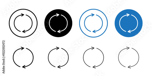Reload button icon Black and white outline vector