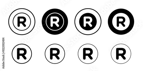 Registered trademark symbol Black and white outline vector