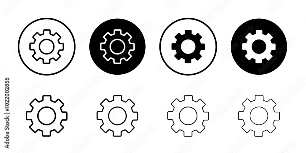 Settings icon Black and white outline vector Settings icon Black and white outline vector