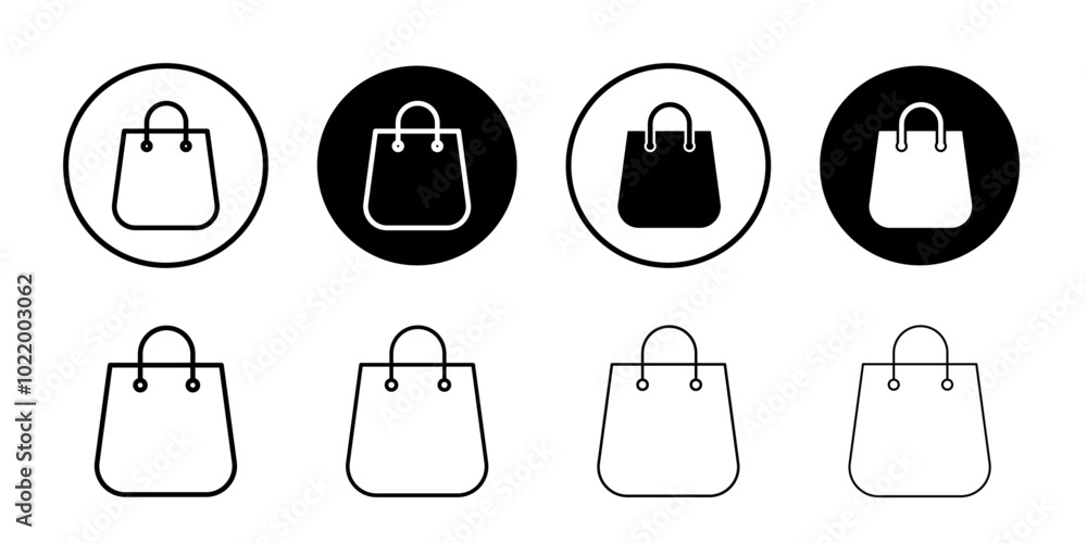 Shopping bag icon Black and white outline vector Shopping bag icon Black and white outline vector