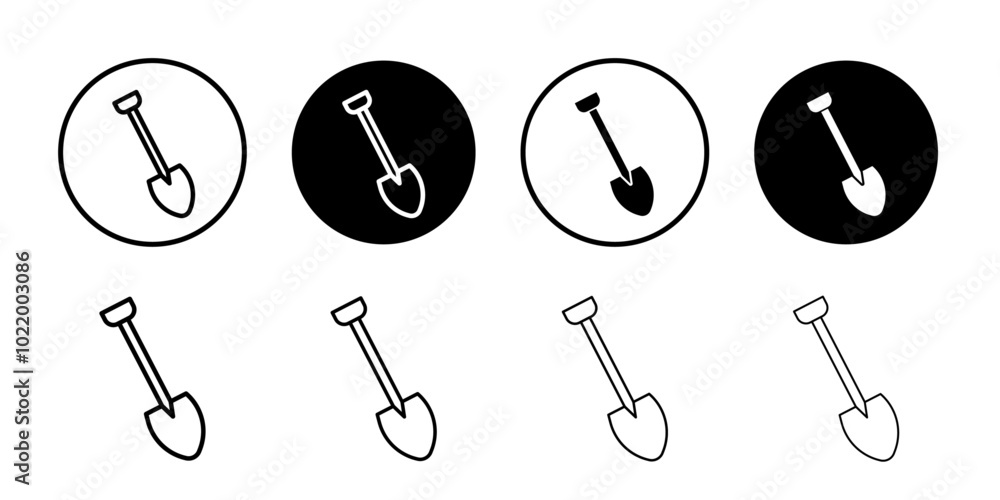 Shovel icon Black and white outline vector Shovel icon Black and white outline vector