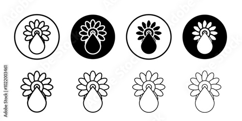 Sunflower oil icon Black and white outline vector