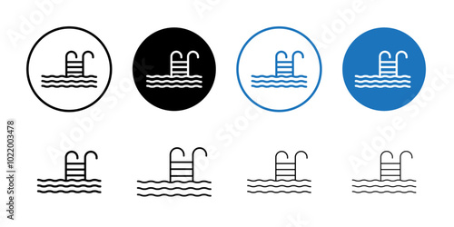 Swimming pool icon Black and white outline vector
