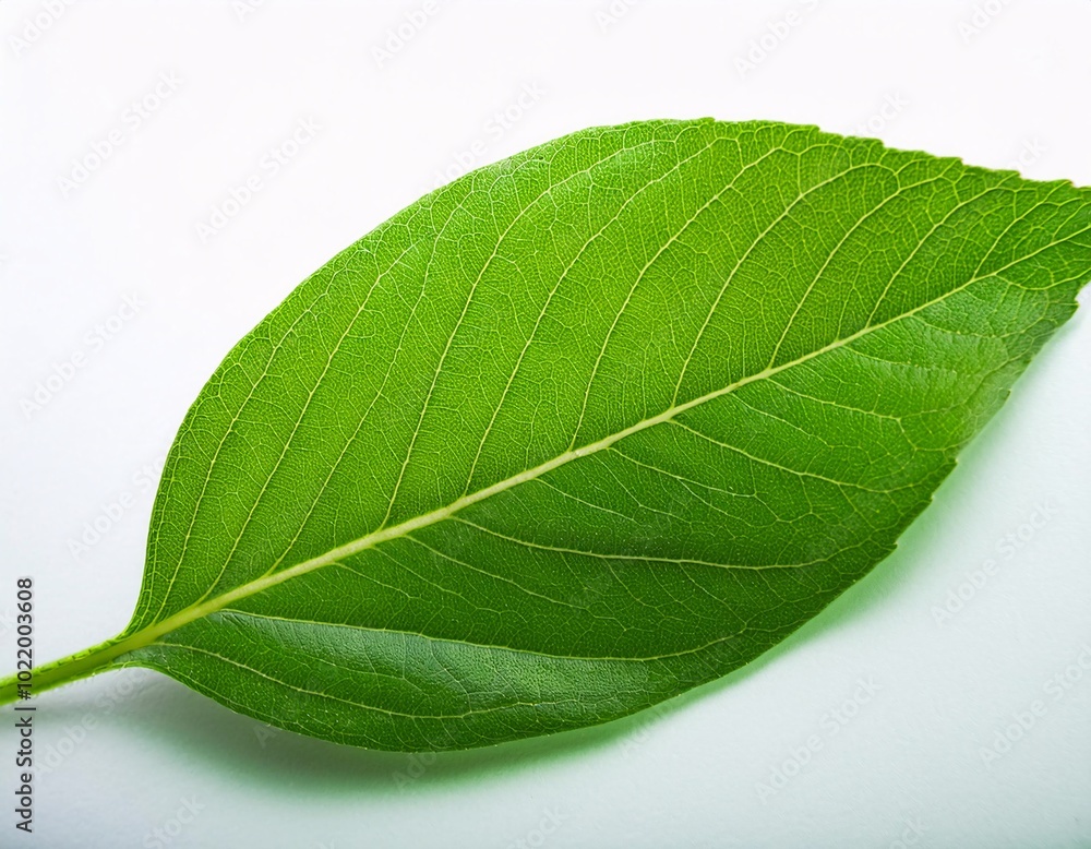 fresh green leaves placed on white background, generative ai fresh green leaves placed on white background, generative ai
