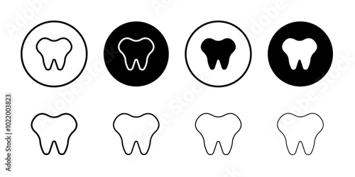 Tooth icon Black and white outline vector