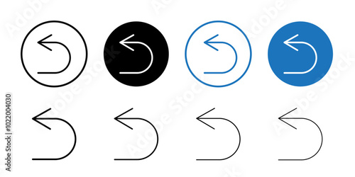 Undo icon Black and white outline vector