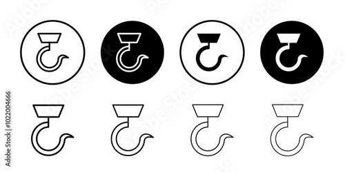 Winch hook icon Black and white outline vector