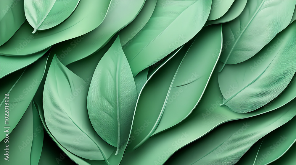 A close-up view of lush green leaves layered intricately, showcasing their rich textures in varying shades of green against a soft backdrop. A close-up view of lush green leaves layered intricately, showcasing their rich textures in varying shades of green against a soft backdrop.