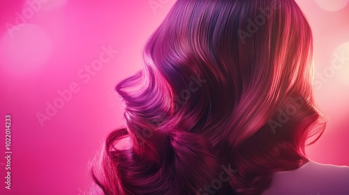 Glamour and elegance with pink neon lights and a woman's hair