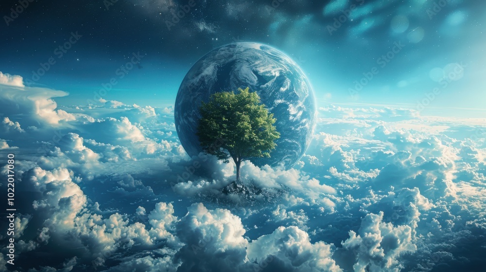 Green Earth. Abstract eco backgrounds over blue skies and clouds. Green Earth. Abstract eco backgrounds over blue skies and clouds.