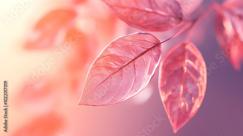Delicate pastel leaves in soft focus, showcasing the beauty of nature's hues. Ideal for backgrounds, nature themes, or calming aesthetics.